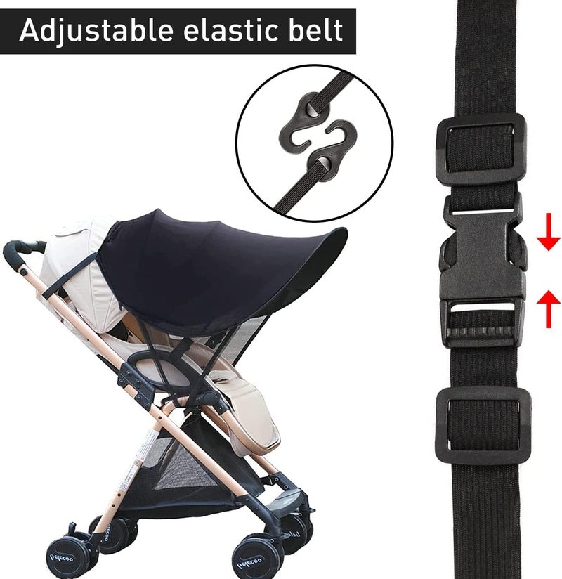 Lonimia Pram Sun Shade Cover,UPF50+ Universal Baby Sunshade,Foldable Baby Stroller Sun Shade Pushchair Awning,Breathable Pram Sun Shade,Stroller Sun Shade Canopy for Pushchair, Buggy,Stroller and Carrycot - Image 3