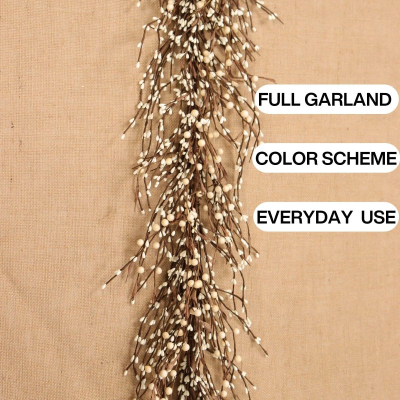 Quixem 60" Pip Berry Garland - Artificial Spring and Summer Decorative Garland with Cream Berries, Perfect for Front Door, Mantel, Centerpiece and Table Display Seasonal DÃ©cor - Image 4