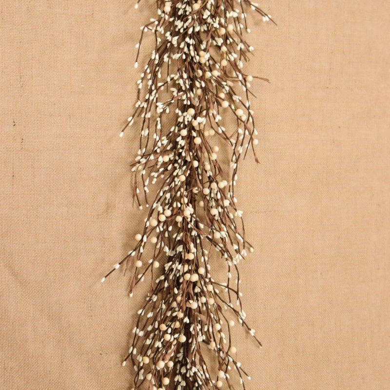 Quixem 60" Pip Berry Garland - Artificial Spring and Summer Decorative Garland with Cream Berries, Perfect for Front Door, Mantel, Centerpiece and Table Display Seasonal DÃ©cor - Image 2