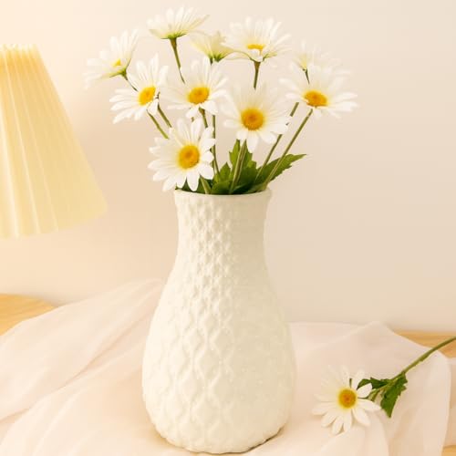 Vendola Nordic Minimalist Plastic Flower Vase for Living Room, Home Decoration Items, Flower Pot for Dining Table, Aesthetic Home Decor, Planters for Room Decoration (White) - Image 2