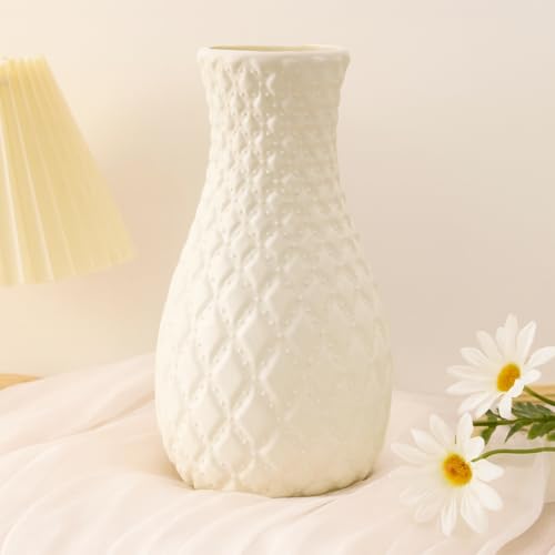 Vendola Nordic Minimalist Plastic Flower Vase for Living Room, Home Decoration Items, Flower Pot for Dining Table, Aesthetic Home Decor, Planters for Room Decoration (White) - Image 5