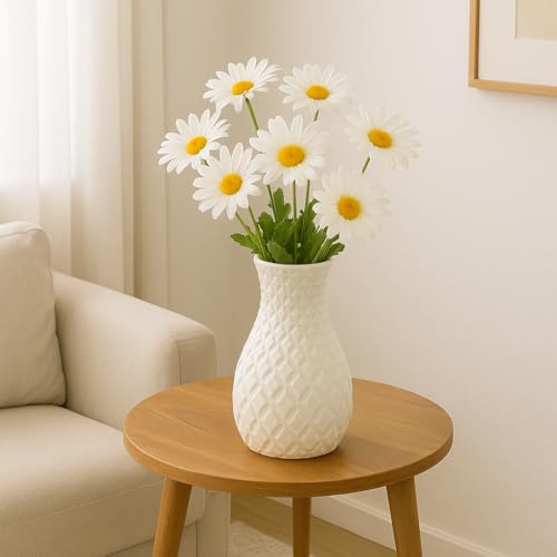 Vendola Nordic Minimalist Plastic Flower Vase for Living Room, Home Decoration Items, Flower Pot for Dining Table, Aesthetic Home Decor, Planters for Room Decoration (White) - Image 3
