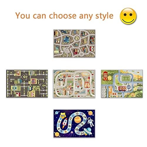 IKITOT Kid Rug Carpet Playmat for Toy Cars and Train，Play Area Rug with Rubber Backing，Fun Throw Rug，Ideal Gift for Children Baby Bedroom Play Room(80×120cm/32×47in) Y2 - Image 4