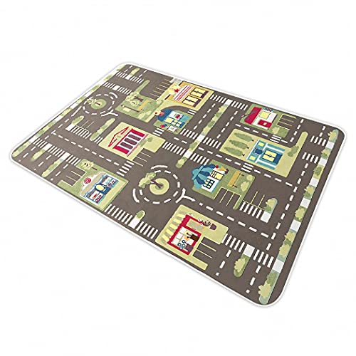 IKITOT Kid Rug Carpet Playmat for Toy Cars and Train，Play Area Rug with Rubber Backing，Fun Throw Rug，Ideal Gift for Children Baby Bedroom Play Room(80×120cm/32×47in) Y2 - Image 1