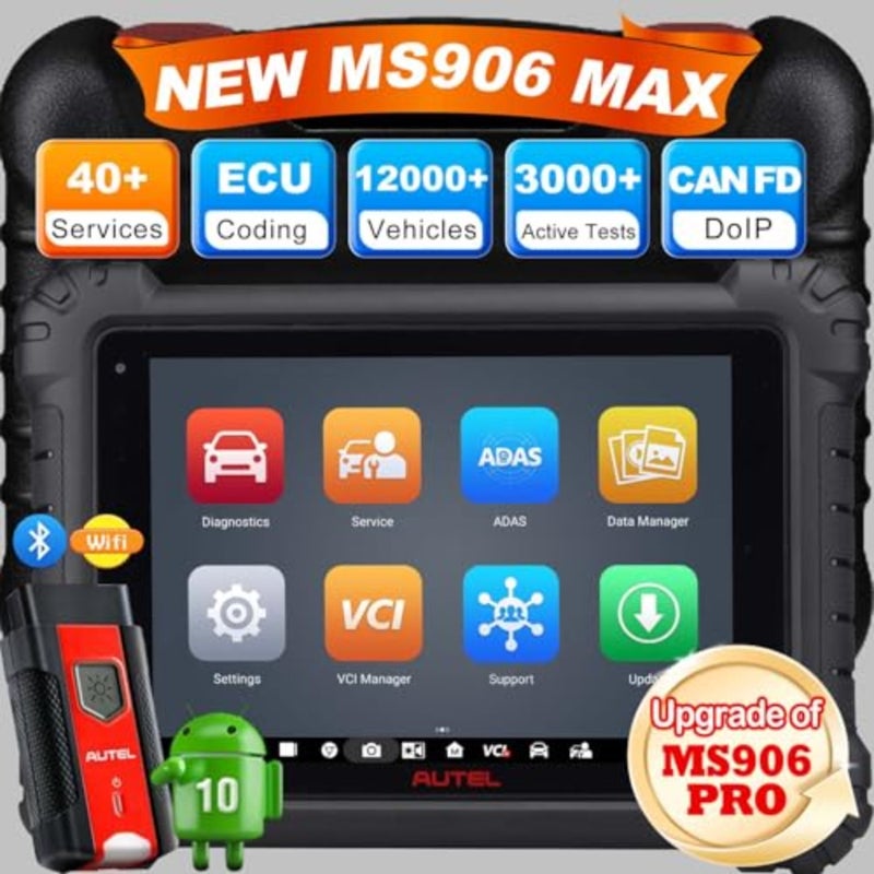 أداة المسح الضوئي MaxiSys MS906MAX، الماسح الضوئي MS906 PRO/ MK906 PRO/ MS906BT/ MK906BT/ MK908/ MP900BT المحدث، ترميز ECU، أكثر من 40 خدمة، أكثر من 3000 اختبار نشط، جميع أدوات تشخيص النظام، موجه VAG، FCA SGW - Image 1