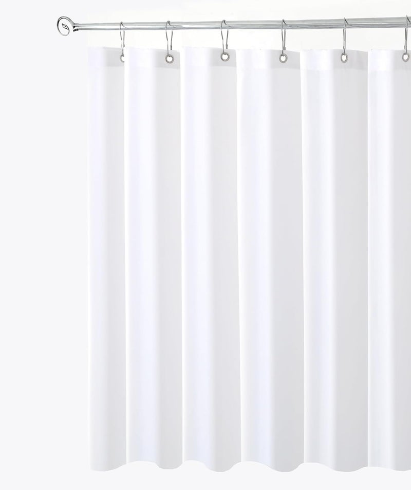 Biscaynebay Fabric Shower Stall Curtain Liners, White 40 Inch Width by 72 Inch Length, Water Resistant Bathroom Curtains, Rust Resistant Grommets (7 Holes) Weighted Bottom Machine Washable - Image 1