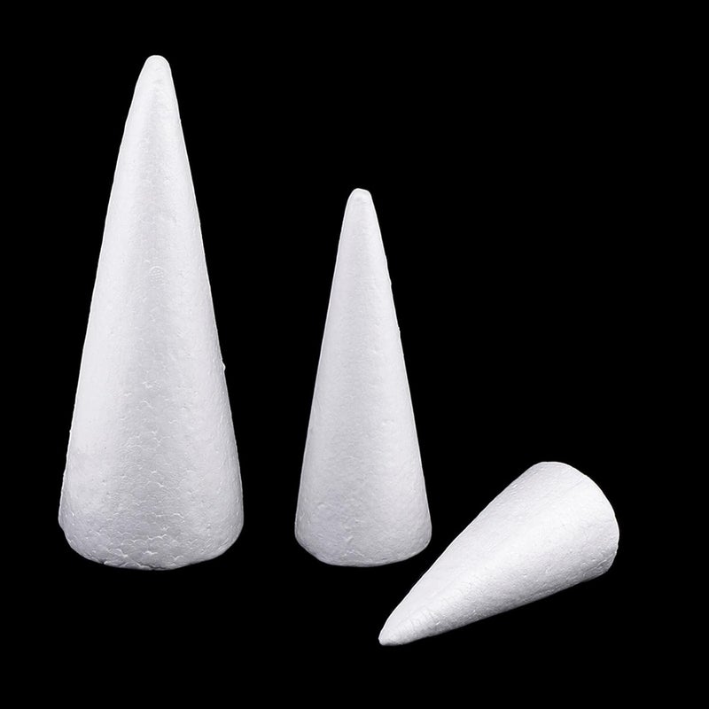klarako 6Pcs Foam Cones DIY Material Modeling Foam Circular Cones Craft for Christmas Xmas Decor, Assorted 3 Sizes 7cm 11cm 15cm - Image 4