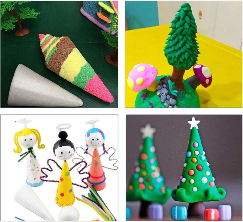 klarako 6Pcs Foam Cones DIY Material Modeling Foam Circular Cones Craft for Christmas Xmas Decor, Assorted 3 Sizes 7cm 11cm 15cm - Image 5