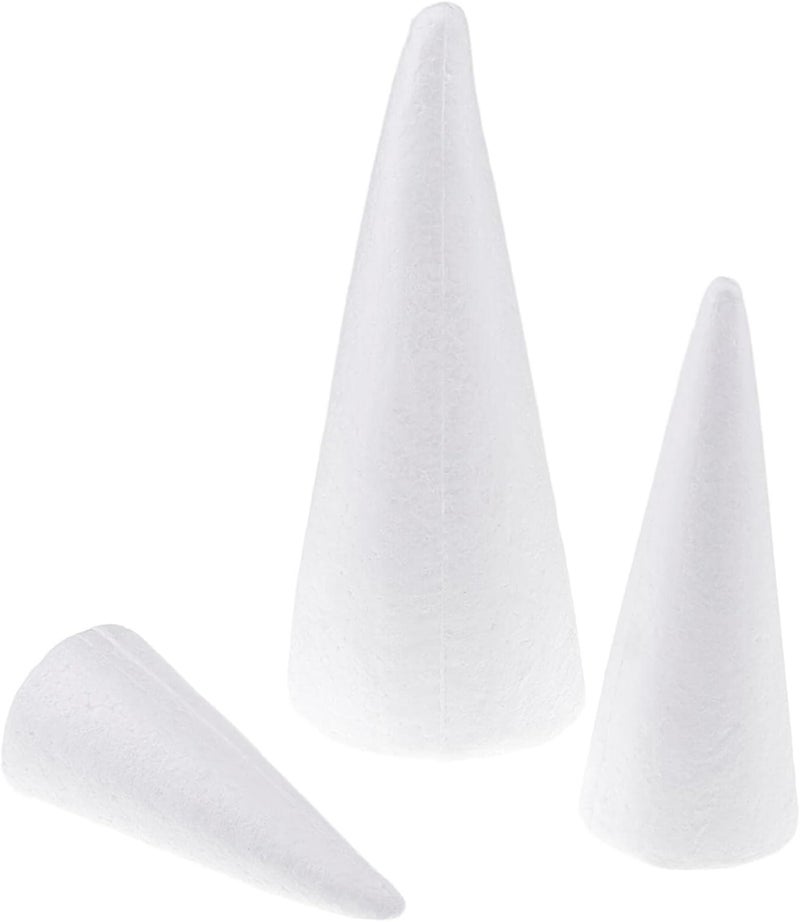 klarako 6Pcs Foam Cones DIY Material Modeling Foam Circular Cones Craft for Christmas Xmas Decor, Assorted 3 Sizes 7cm 11cm 15cm - Image 3