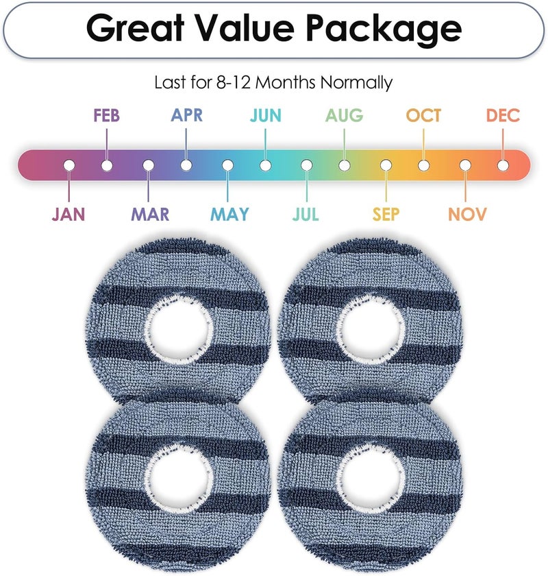 CHAIN PEAK (4 Pack) C20 Omni Mop Pads Compatible with Eufy C20 Omni Robot Vacuum Cleaner, Washable Mop Cloth Accessories Kit, C20 Omni Mop Pad Refill, Replacement Parts - Image 2