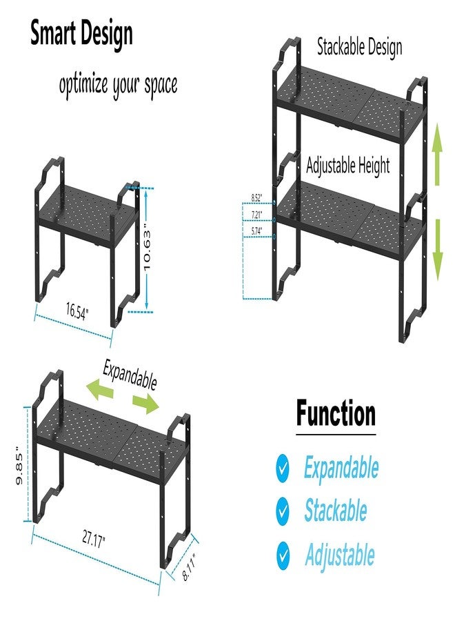 Jojocross Expandable Shelf Cabinet Organizer Adjustable Stackable Spice Rack at Kitchen and Bathroom More, Countertop Cupboard Organization Pantry Storage (1 Pack/Black, M) - Image 5