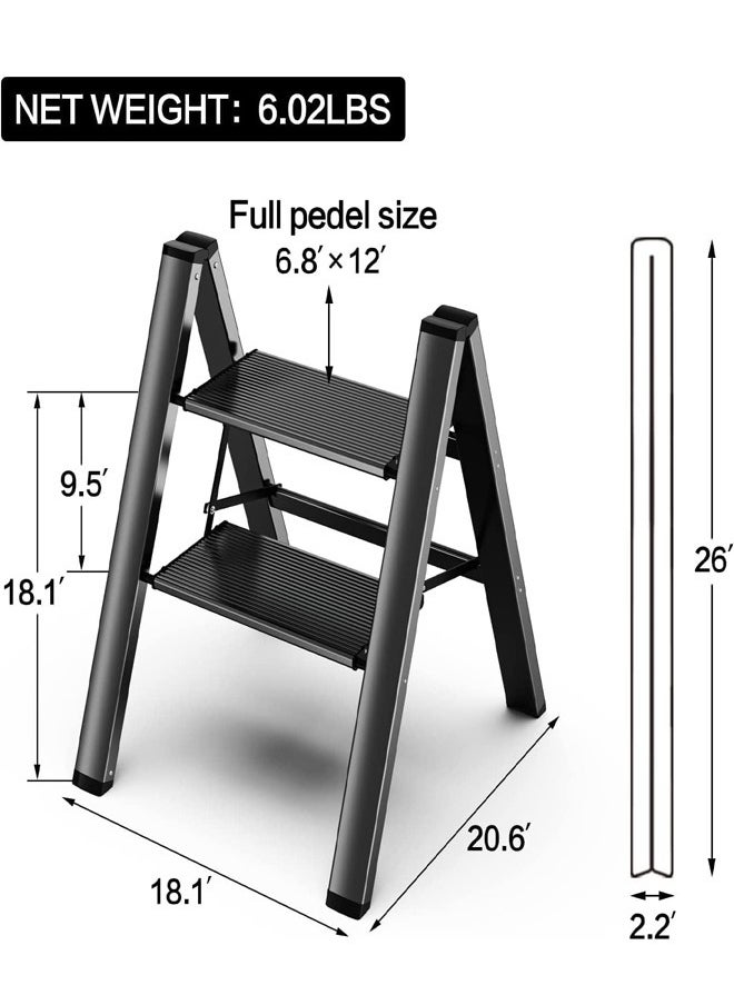 ATM 2 Step Folding Ladder with Anti Slip Wide Pedals  - Image 3