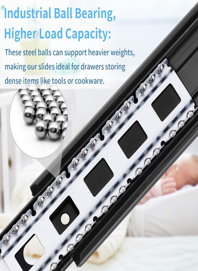 VAGUDE Drawer Slides 1 Pair Full Extension 10 12 14 16 18 20 22 24 inch Side Mount Rails Dresser Cabinet Bracket Replacement Ball Bearing Tracks Guide Metal Runner 100 LB (Basic-1 Pair, 12 Inch) - Image 5