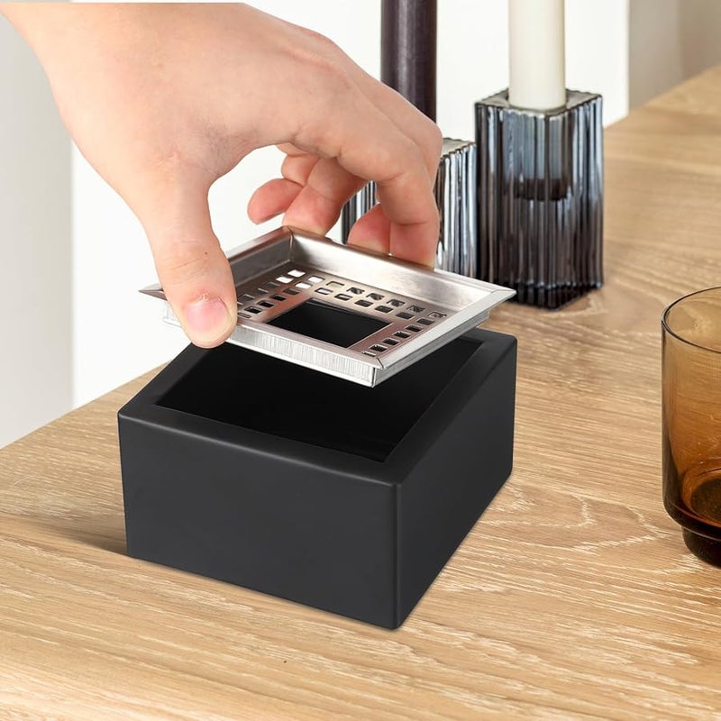 Large Square Stainless Steel Windproof Ashtray For Home Office Indoor Tabletop Use - Image 5