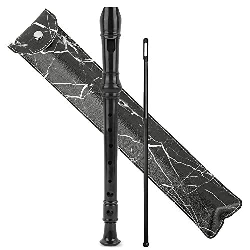Jasenna Recorder Instrument for Beginner Adults,8-Hole Soprano Descant Recorder Music Flute with with Cleaning Rod & Leather Case For Home Entertainment(2-Black Marble） - Image 1