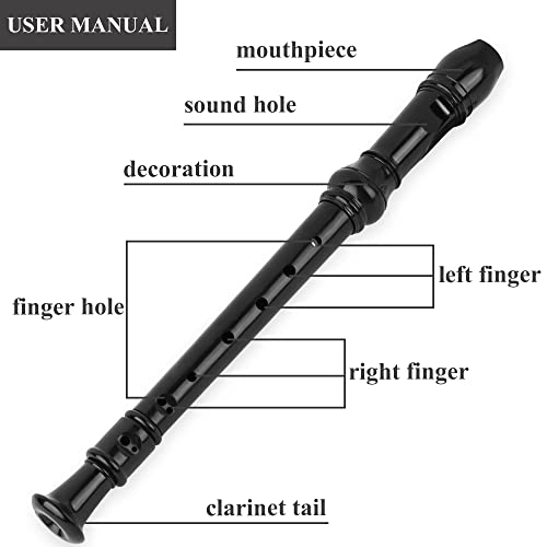 Jasenna Recorder Instrument for Beginner Adults,8-Hole Soprano Descant Recorder Music Flute with with Cleaning Rod & Leather Case For Home Entertainment(2-Black Marble） - Image 5