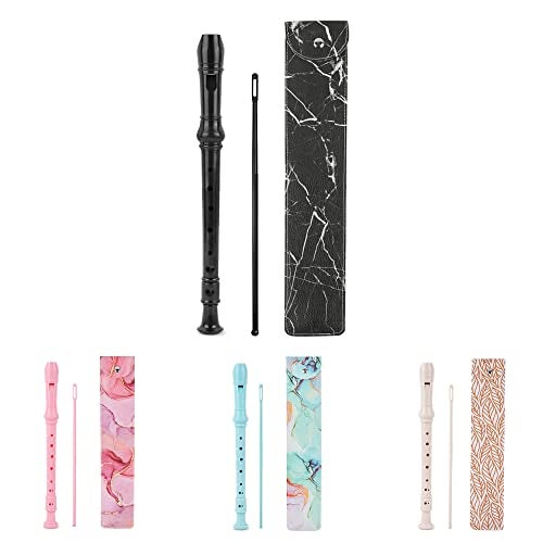 Jasenna Recorder Instrument for Beginner Adults,8-Hole Soprano Descant Recorder Music Flute with with Cleaning Rod & Leather Case For Home Entertainment(2-Black Marble） - Image 2