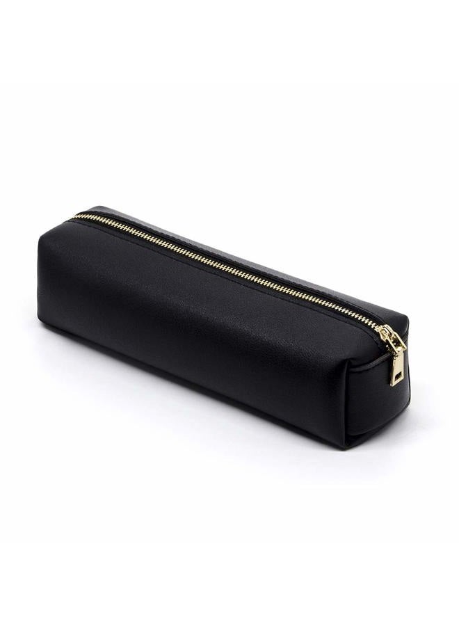 Dobmit PU Pencil Pen Case Portable Stationery Bag Big Capacity Pencil Pouch Cosmetic Organizer Bag for Student Girl or Boy - Black - Image 1