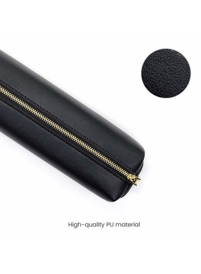 Dobmit PU Pencil Pen Case Portable Stationery Bag Big Capacity Pencil Pouch Cosmetic Organizer Bag for Student Girl or Boy - Black - Image 3
