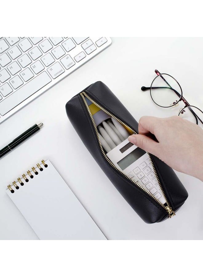 Dobmit PU Pencil Pen Case Portable Stationery Bag Big Capacity Pencil Pouch Cosmetic Organizer Bag for Student Girl or Boy - Black - Image 5