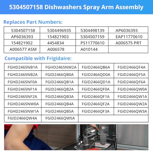 ulapithi 5304507158 Dishwashers Spray Arm Assembly Fit for Frigidaire Dishwashers Lower Wash Arm Assembly with 5304518968 Dishwasher Lower Spray Arm Support and 5304506518 Dishwasher Trap Drain Filter - Image 5