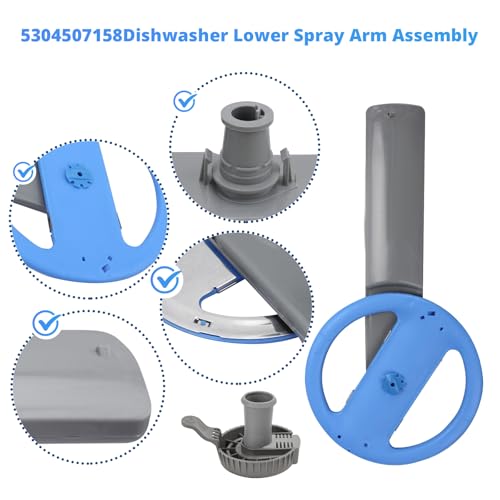 ulapithi 5304507158 Dishwashers Spray Arm Assembly Fit for Frigidaire Dishwashers Lower Wash Arm Assembly with 5304518968 Dishwasher Lower Spray Arm Support and 5304506518 Dishwasher Trap Drain Filter - Image 3