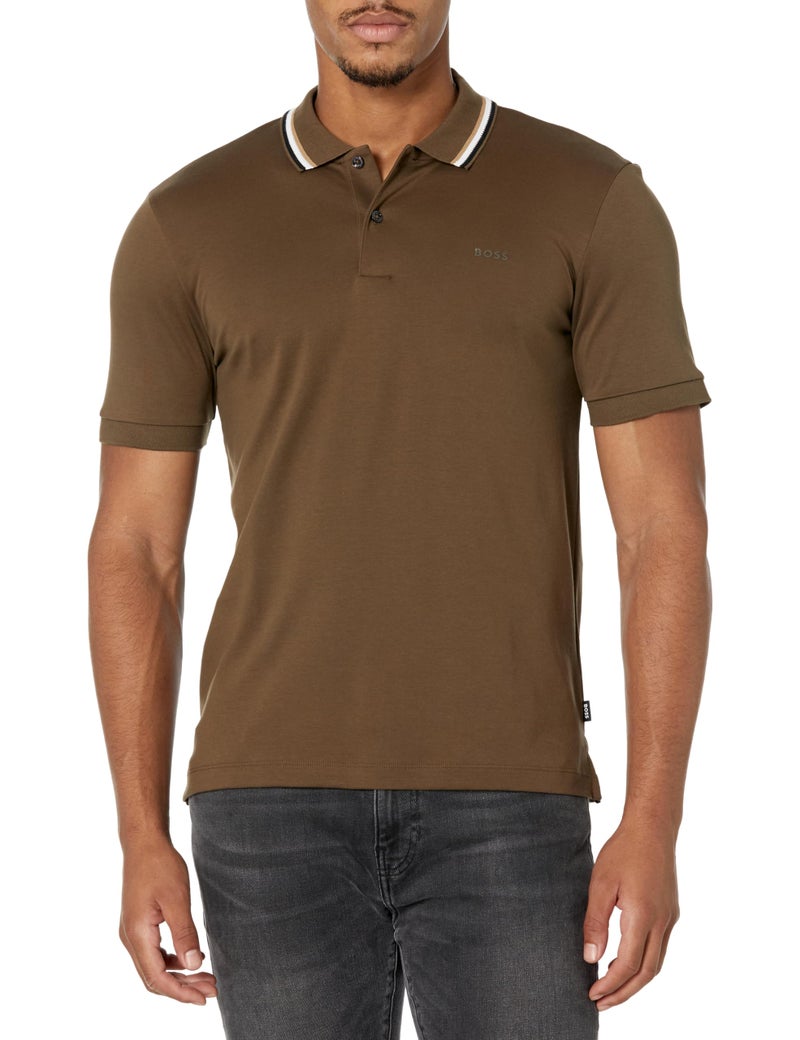 BOSS Penrose Stripe Collar Polo Shirt - Image 1