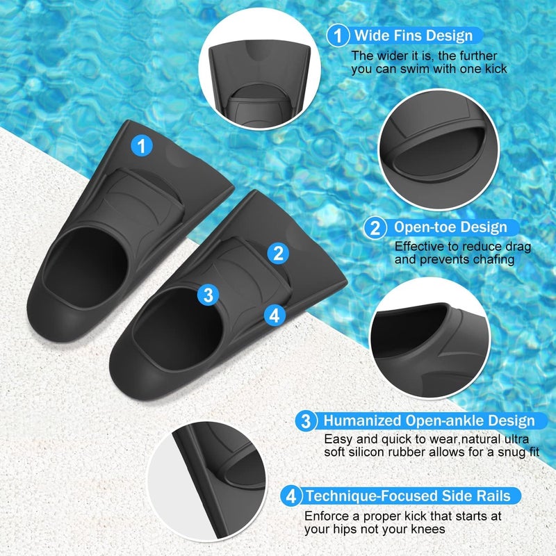 Gintenco Swim Fins, Kids Swim Training Fins for Lap Swimming, Travel Size Flippers with Mesh Bag, Silicone Swimming Fins for Kids Teens Adults Women Men - Image 2