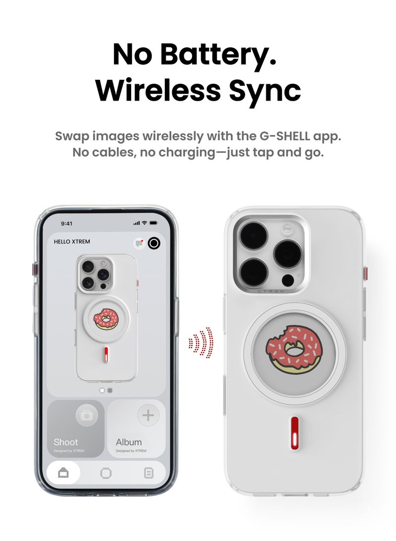 Xtrem iPhone 16 Magnetic NFC E-Ink Display Case – MagSafe Compatible Customizable Screen Cover with Wireless Charging Support – Unique Smart Back Cover | Oeli Xtrem - White - Image 3