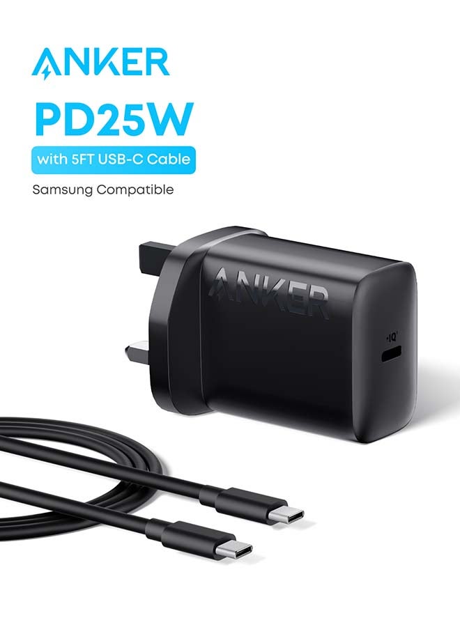 Anker USB C Plug, 25W USB C Charger with USB-C Cable, Supports PPS Fast Charging for iPhone 16/16 Pro/16 Pro Max/15, Samsung S25/S24+/S24/S23 Ultra/S23+/S23/S22/S21/S20/Note20(5 ft Cable Included) - Image 1