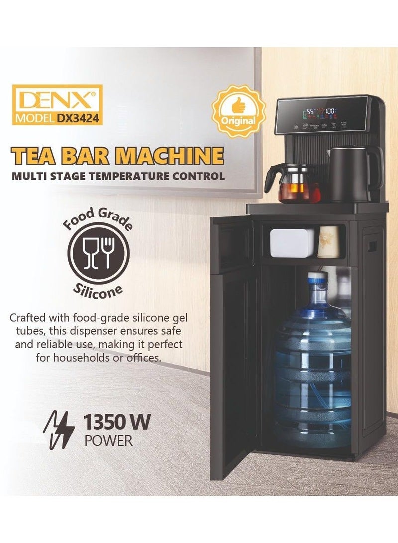 Denx Water Dispenser, Smart Tea Bar Machine, Hot and Cold Water Dispenser, with LED Display and Two Kettles, Black Stainless Steel, 3 Temperature Settings - Image 3