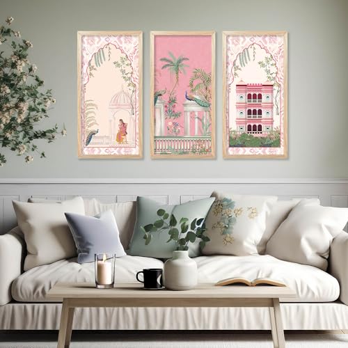 walllane Traditional Indian Art Pichwai Wall Hanging Paintings | Painting for wall Decoration | Traditional Indian Art Pichwai Wall Décor Paintings Set of 3 (10x19 inch, F) - Image 4