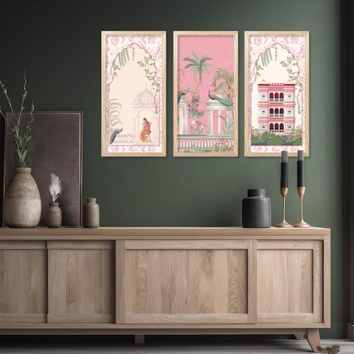 walllane Traditional Indian Art Pichwai Wall Hanging Paintings | Painting for wall Decoration | Traditional Indian Art Pichwai Wall Décor Paintings Set of 3 (10x19 inch, F) - Image 5