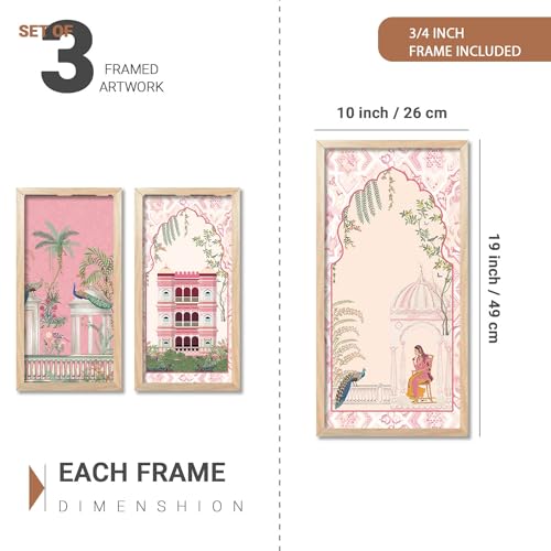 walllane Traditional Indian Art Pichwai Wall Hanging Paintings | Painting for wall Decoration | Traditional Indian Art Pichwai Wall Décor Paintings Set of 3 (10x19 inch, F) - Image 2
