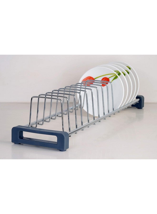 LAPO 20 inch Stainless Steel Multipurpose Kitchen Plate Rack, Dish Rack Stand, Utensil Rack -14 Sections-Chrome Finish- Height-4 Inch (20 Inch Rack for 22 Inch Tandem Box) Pack of 1 - Image 1