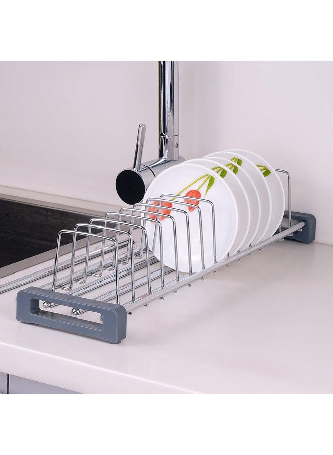 LAPO 20 inch Stainless Steel Multipurpose Kitchen Plate Rack, Dish Rack Stand, Utensil Rack -14 Sections-Chrome Finish- Height-4 Inch (20 Inch Rack for 22 Inch Tandem Box) Pack of 1 - Image 4