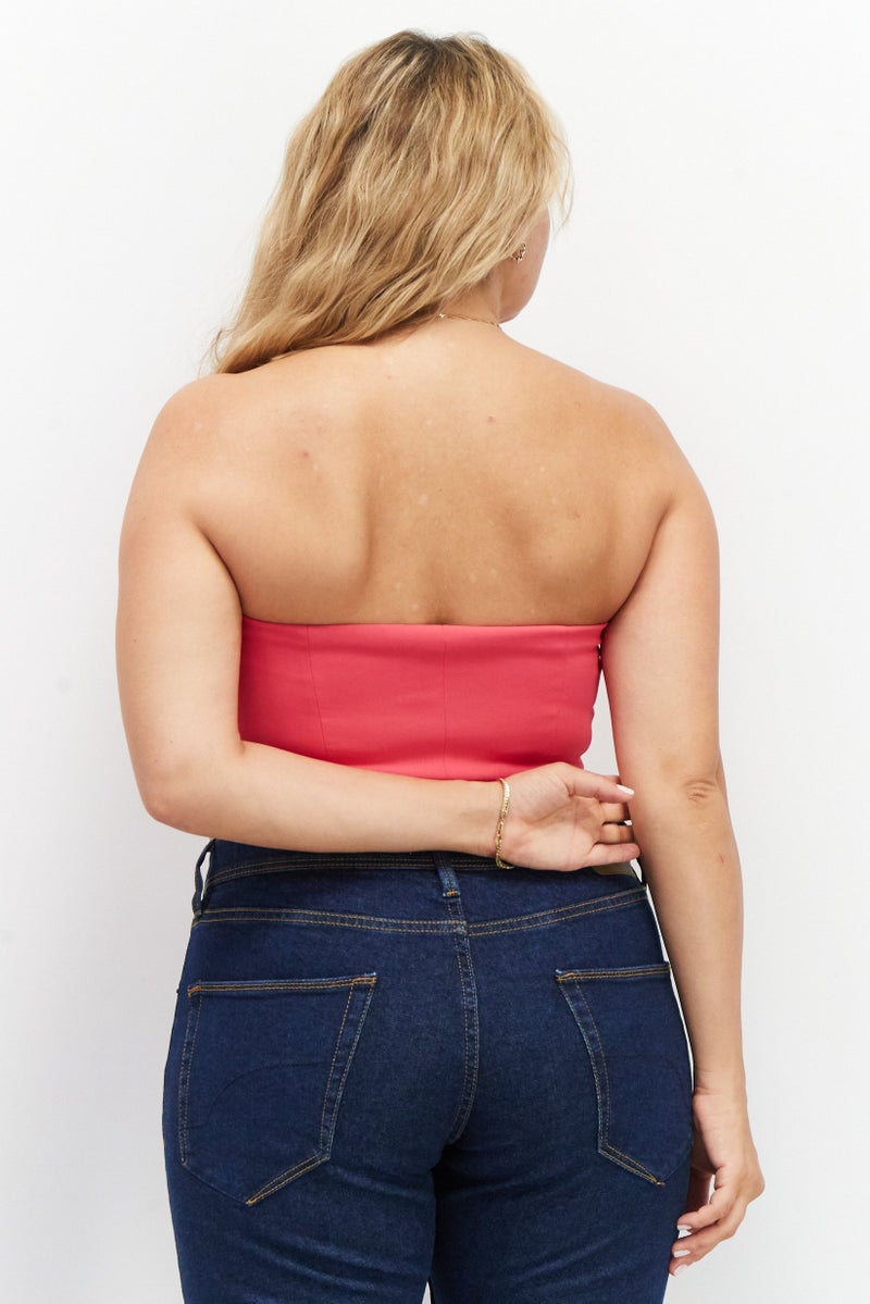 Reserved Women Straight Across Strapless Tube, Dark Pink - Image 2