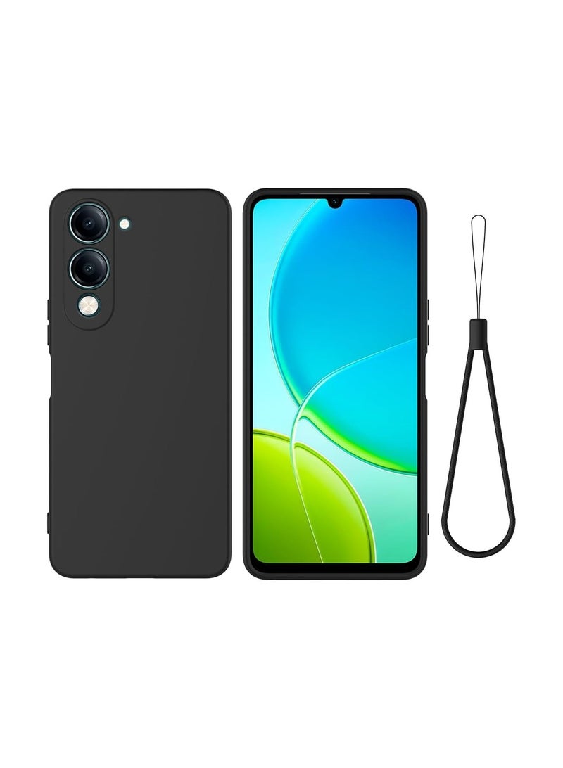 غطاء سيليكون متوافق مع VIVO Y04/Y29s 5G، لمسة ناعمة، مضاد للصدمات، مقاوم للغبار، مضاد للانزلاق، غطاء واقي كامل مع حزام معصم.