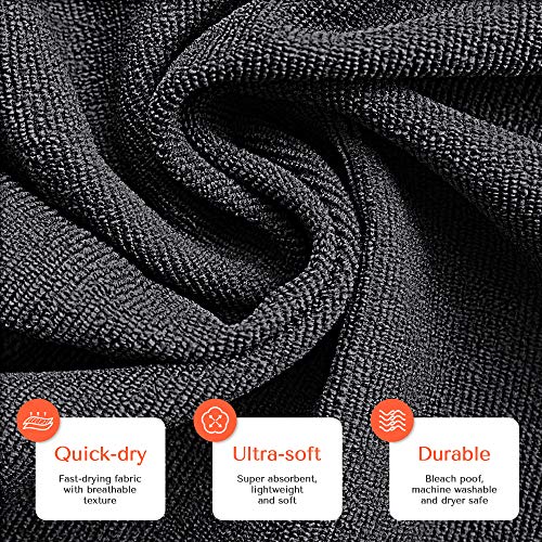 TASALON Microfiber Hair Towel for Salon - 10 Pack - 29 x 16 Inches, Quick Dry and Ultra-Soft Facial Towels with Soft Absorbant - Black - Image 4