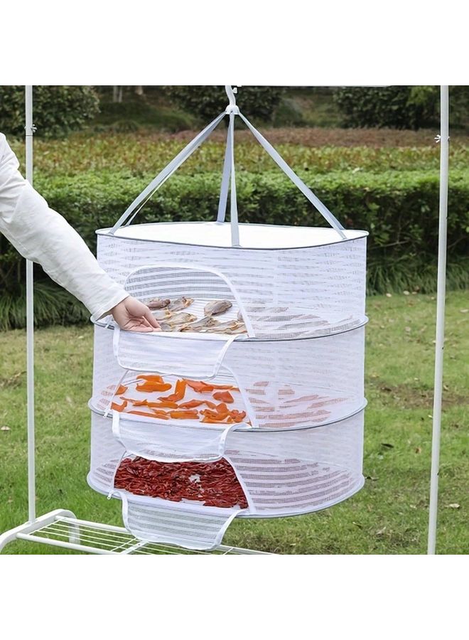 3 طبقة 19.69 × 27.56 بوصة رف تجفيف شبكي قابل للطي للفواكه والخضروات والأعشاب والسمك منظف مطبخ متعدد الأغراض - Image 2