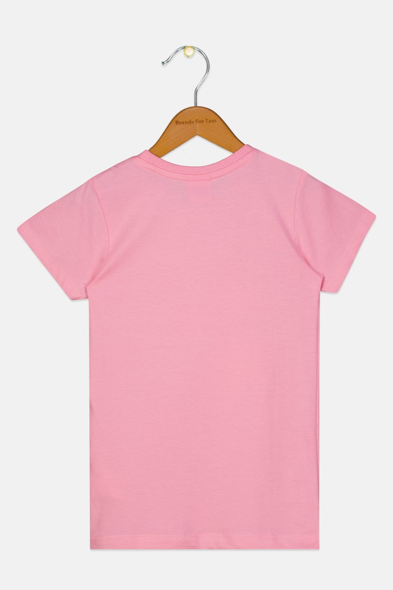 Disney Kids Girl Crew Neck Short Sleeve Mickey Daisy Print T-Shirt, Pink - Image 3