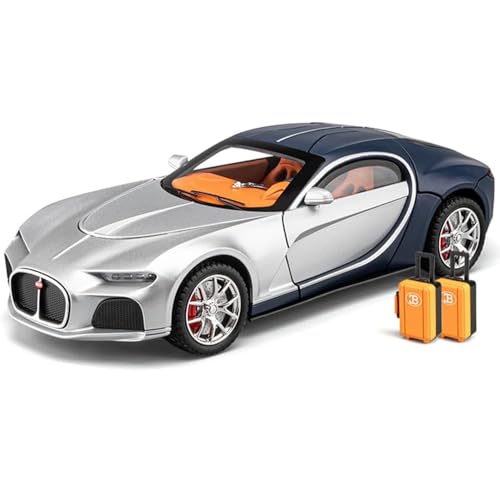 DEZICON 1:24 Scale Bugatti Toy Car for Kids Atlantic Model Car Diecast Metal Light Sound Pull Back Openable Door - Image 1