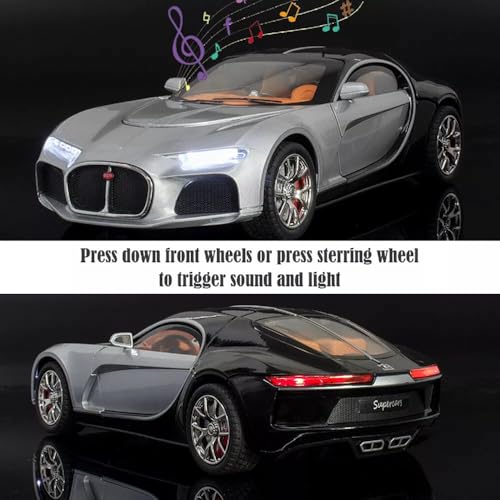 DEZICON 1:24 Scale Bugatti Toy Car for Kids Atlantic Model Car Diecast Metal Light Sound Pull Back Openable Door - Image 5