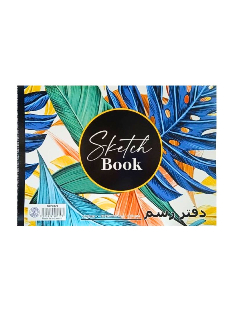 Sadaf Spiral Sketch Pad, A3 Size, White 100 gsm 20 Sheets - Image 1
