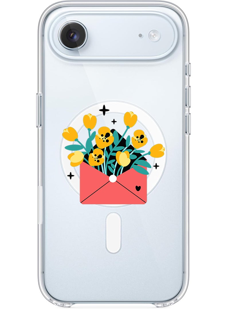 Theodor Magnetic Case for Apple iPhone 17 Air Compatible with MagSafe Wireless Charging, Shockproof Phone Bumper Cover - flowers in envelope - Image 1