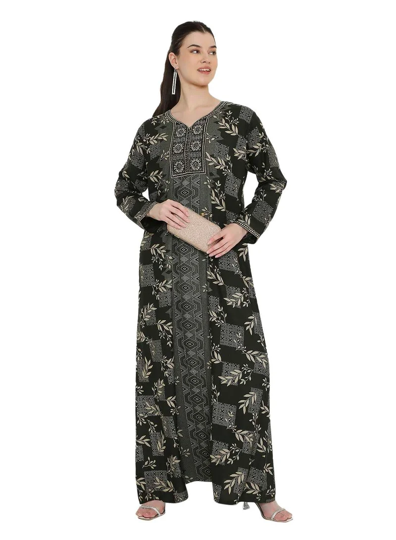 HANA & SARA printed long arabic kaftan jalabia dress