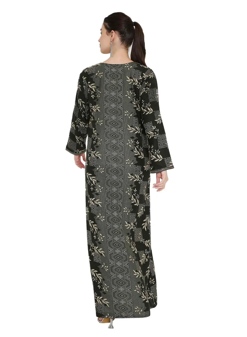 HANA & SARA printed long arabic kaftan jalabia dress