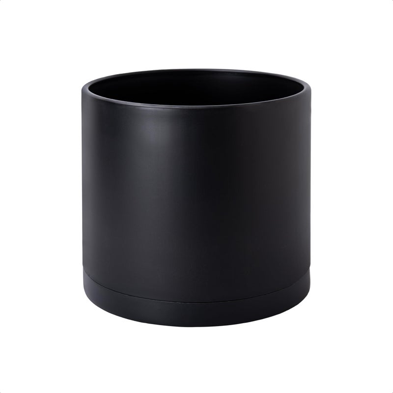 D'vine Dev 8 Inch Plastic Planter Pots for Plant Pot with Drainage Hole and Seamless Saucers, Black Color, 74-X-B-1 - Image 1