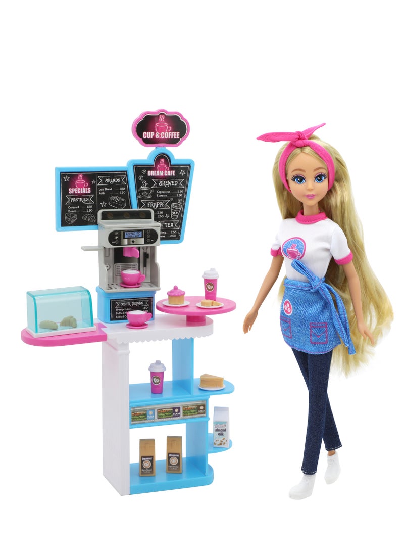Funville - Dreameez Doll Coffee Set for Girls, 29 cm Height - Image 1