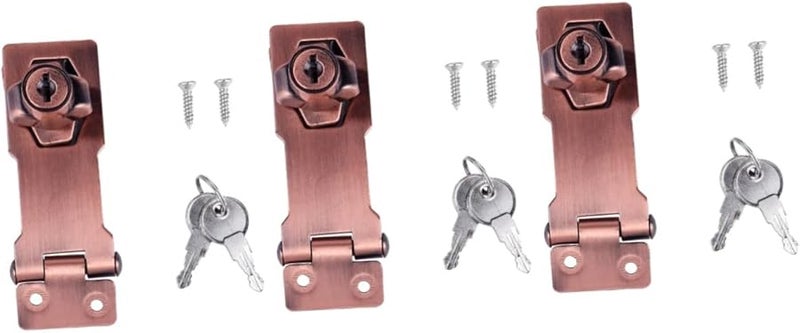 قفل وردي ذهبي مع مزلاج 3 قطع 9.5 × 3 سم لأبواب الخزانات والأمتعة، دوران مفتاح سهل - Image 2